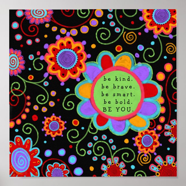 Fun Floral Colorful “BeYou” Classroom Poster (Front)
