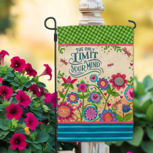 Fun Floral Dragonfly Only Limit Quote Inspirivity Garden Flag