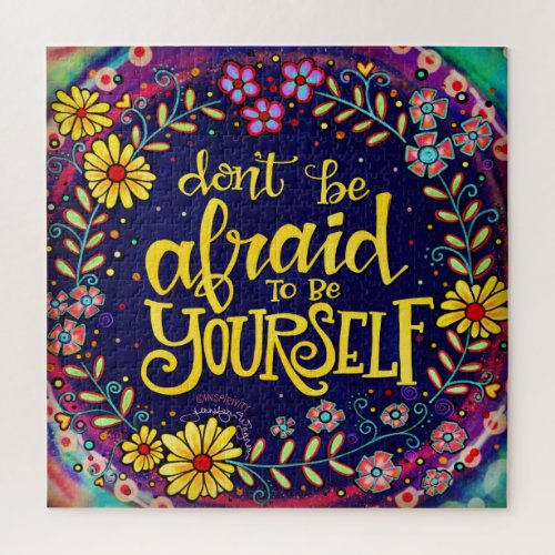 Fun Floral Encouraging Be Yourself Inspirivity Jigsaw Puzzle