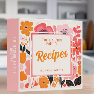 Fun Floral Family Recipe 3 Ring Binder