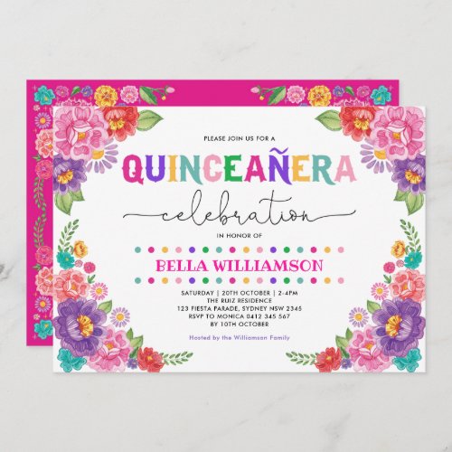 Fun Floral Fiesta Quinceaera 15th Birthday Party Invitation