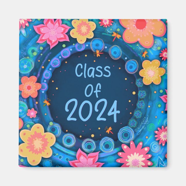 Fun Floral Girlie Class of 2024 Inspirivity Magnet (Front)