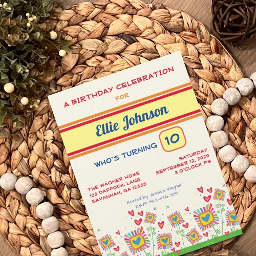 Fun Floral Girly Cute Customized Number Birthday Invitation