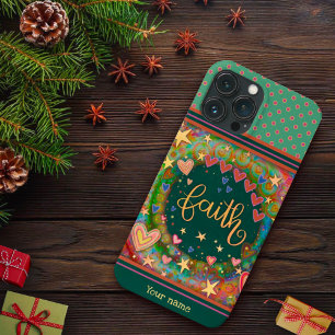 Fun Floral Green Faith Inspirivity Name iPhone 13 Pro Max Case