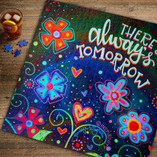 Fun Floral Heart Motivational Quote Unique Jigsaw Puzzle