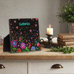 Fun Floral Heart Whimsical Personalized Black Plaque<br><div class="desc">Fun Black Customizable Floral Easel Plaque– cute, whimsical, and stylish artwork created to inspire and uplift. Colorful, pretty floral design adds some positive vibes to your day. These fun, trendy easel plaques make great inspirational keepsakes for family, friends, coworkers, teachers, etc.. Personalize with a name or monogram for a truly...</div>