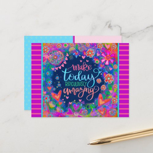 Fun Floral Hearts Ridiculously Amazing Quote  Postcard