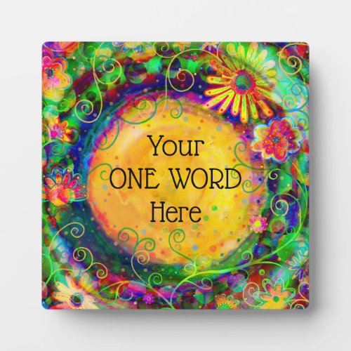 Fun Floral Inspirivity Personalized Name Quote  Plaque