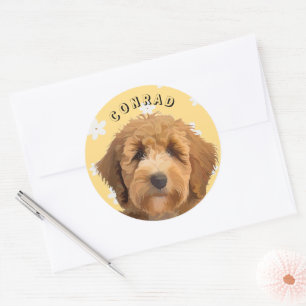 Fun Floral Labradoodle Stickers Cute Retro Design 