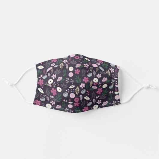 Fun Floral Pattern Adult Cloth Face Mask (Front, Unfolded)