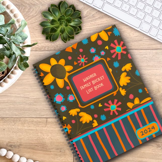 Fun Floral Personalized Family Bucket List Year Notebook (Creator Uploaded)