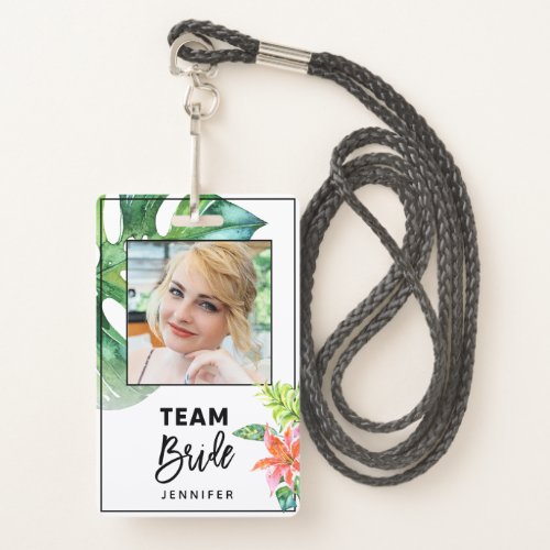 Fun Floral Tropical Team Bride Bachelorette Party Badge