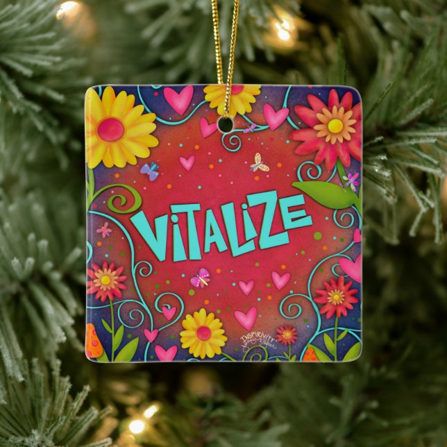 Fun Floral Vitalize Pretty Dragonfly Inspirivity   Ceramic Ornament (Tree)