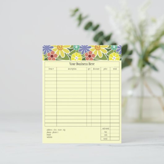 Fun Florals Bright Small Order Form (Standing Front)