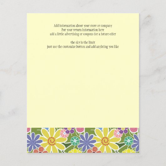 Fun Florals Bright Small Order Form (Back)