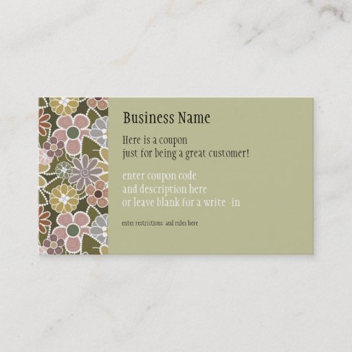 Customizable Fun Florals Coupon Business Card