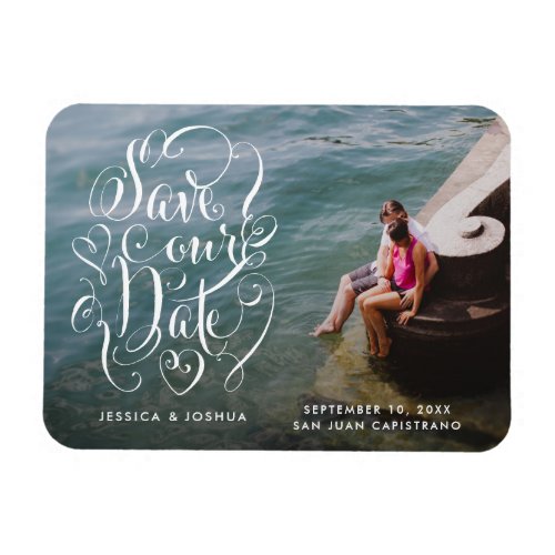Fun Flourished Photo Save the Date Magnet