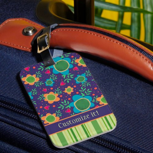 Fun Flower Custom Pattern Name Inspirivity Luggage Tag