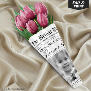 Fun Flower Girl Proposal Newspaper Flower Bouquet Wrapping Paper Sheets