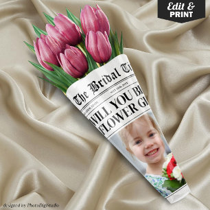 Fun Flower Girl Proposal Newspaper Flower Bouquet Wrapping Paper Sheets