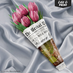 Fun Flower Girl Proposal Newspaper Flower Bouquet Wrapping Paper Sheets