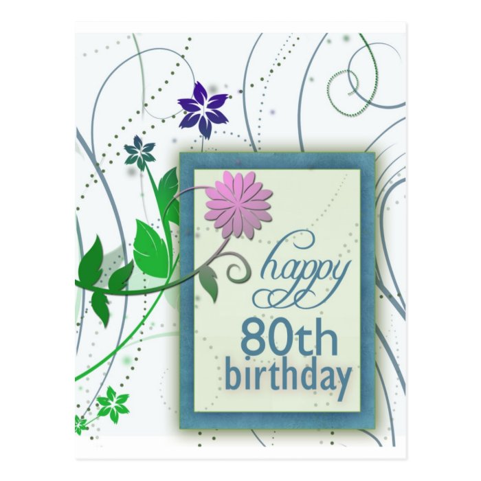 Fun flower happy 80th Birthday Postcard