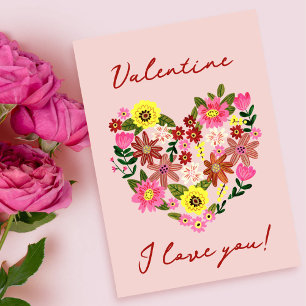 Fun Flower heart Valentine Holiday Card