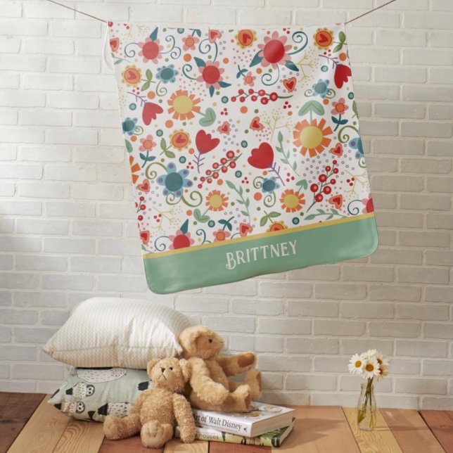 Fun Flower Joy Cute Inspirivity Baby Blanket (Creator Uploaded)