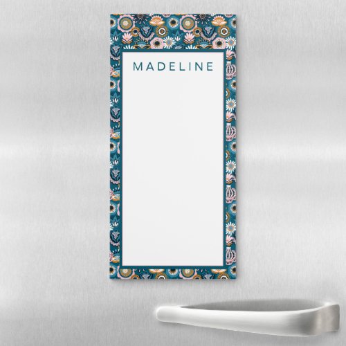 Fun Flower Pattern  Add Your Name Magnetic Notepad