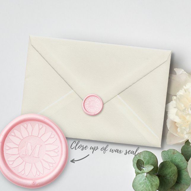 Fun Flower Simple Monogram Initial Custom Floral Wax Seal Stamp (Creator Uploaded)