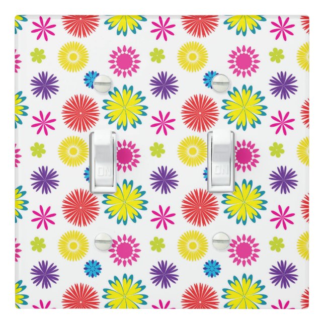 Fun Flowers Colorful Garden Fiesta Bedroom Light Switch Cover (In Situ)