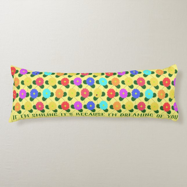 Fun Flowers on Lemon Body Pillow (Front)