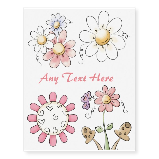 Fun Flowers Temporary Tattoos (Front)