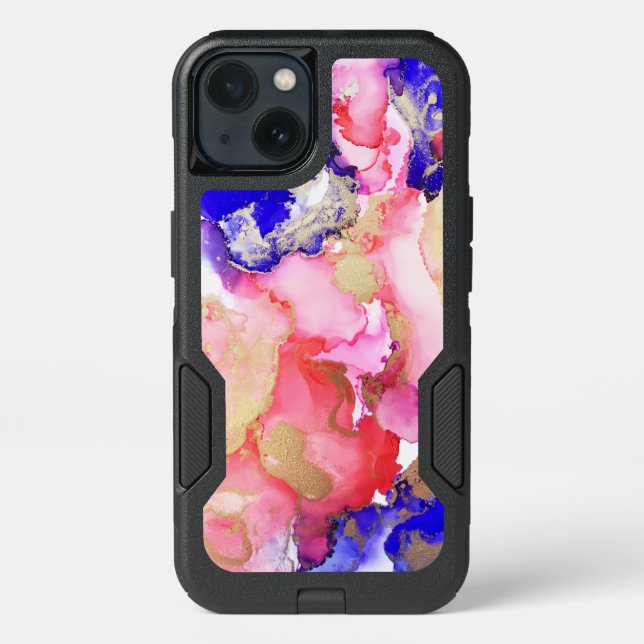 Fun Fluid Abstract Purple Pink Gold Jewel Tones Otterbox iPhone Case (Back)