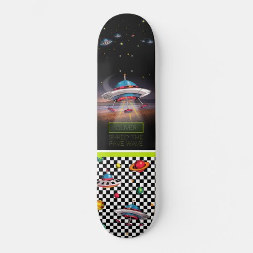 Fun Flying Saucer With Planets Skateboard