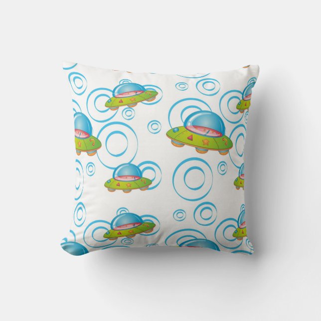 Fun Flying UFO Throw Pillow (Front)