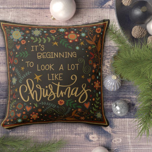 Fun Folk Christmas Quote Holiday Inspirivity Throw Pillow