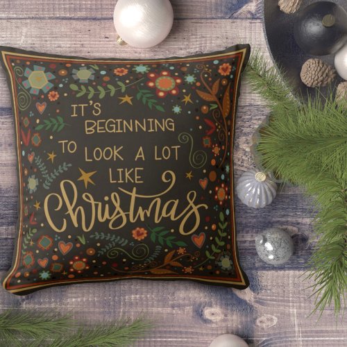 Fun Folk Christmas Quote Holiday Inspirivity Throw Pillow
