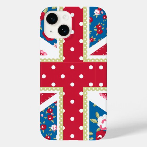 Fun Folk Quilt British Union Jack Flowers Case_Mate iPhone 14 Case