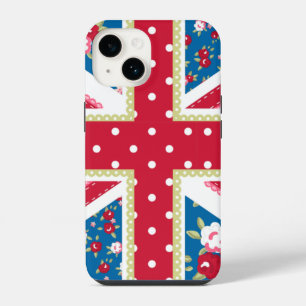Fun Folk Quilt British Union Jack Flowers iPhone 14 Case