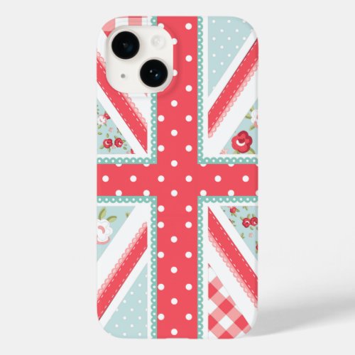 Fun Folk Quilt British Union Jack Pastels Case_Mate iPhone 14 Case