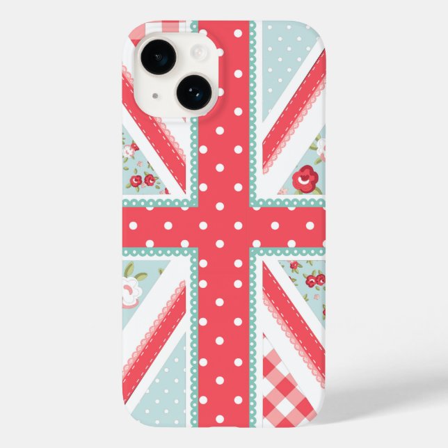 Fun Folk Quilt British Union Jack Pastels Case-Mate iPhone Case (Back)