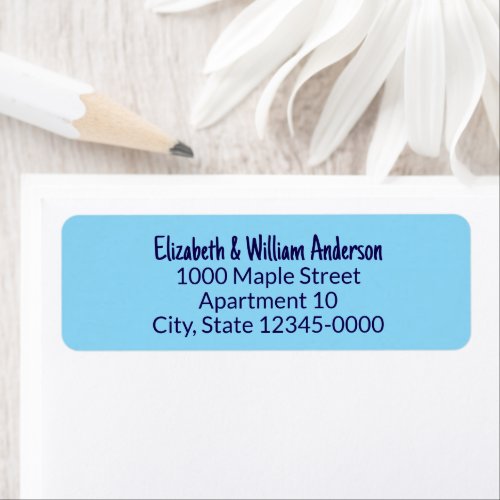 Fun Font for Name Light Blue Return Address Label