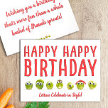 Fun food birthday card pun funny vege card<br><div class="desc">Fun food birthday card pun funny vege card. Celebrate a birthday with a playful twist using this unique and quirky card featuring a row of googly-eyed Brussels sprouts. The fun design, paired with the clever pun "Lettuce Celebrate in Style!" on the front, is sure to bring a smile to the...</div>