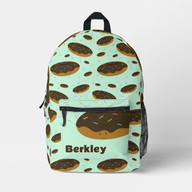 Fun Food Donut Kids Name Printed Backpack (Front)