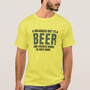 Fun Food Tee, Beer & Chicken Wings Balanced Diet T-Shirt