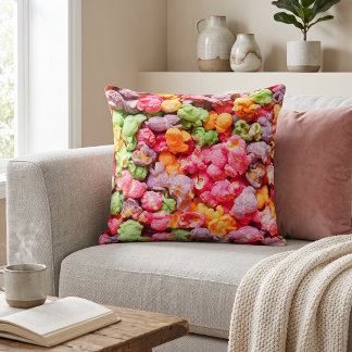 Fun Foodie Home Decor: Colorful Rainbow Popcorn Throw Pillow