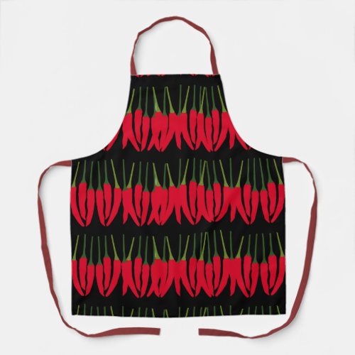 Fun Foodie Theme Chili Peppers Pattern Kitchen Apron