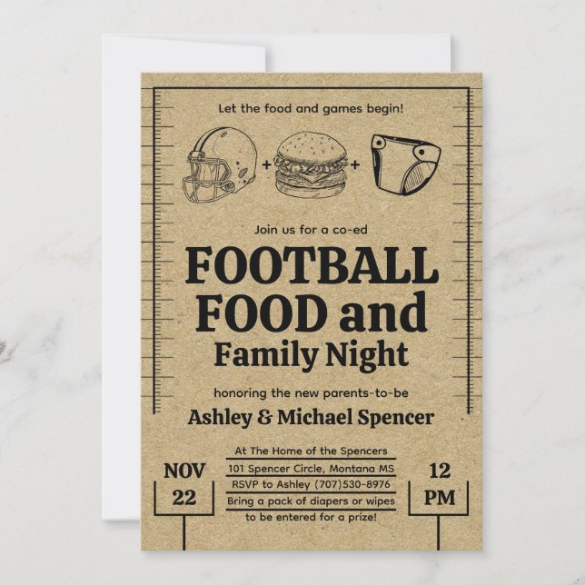Fun, Football, and Diapers Baby Shower Invitation (Front)