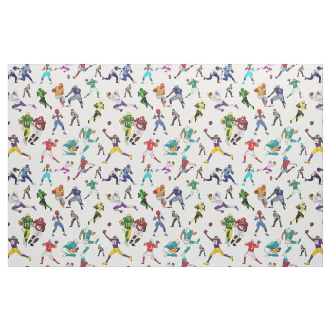 Fun Football Players Illustrations Fabric (Yard)